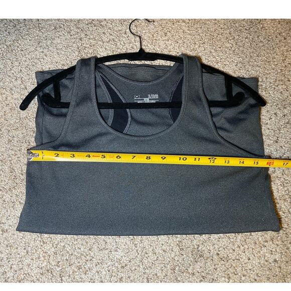 Under Armour - Fitted HeatGear Ribbed Tank Top - Grey/Black - Picture 7 of 9